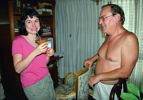 Papa and Lenka drinking Mate